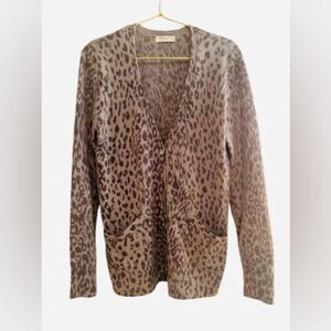 100% Cashmere Leopard Print Cardigan from Equipment NWOT